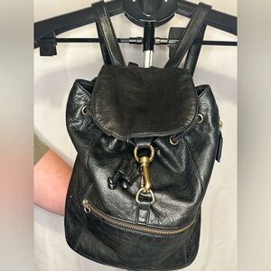 Elegant Black Leather Women's Backpack